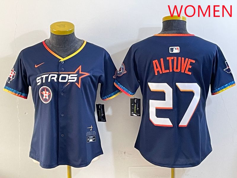 Women Houston Astros #27 Altuve Drak Blue Fourth generation Joint Name 2025 Nike MLB Jersey style 6->women mlb jersey->Women Jersey